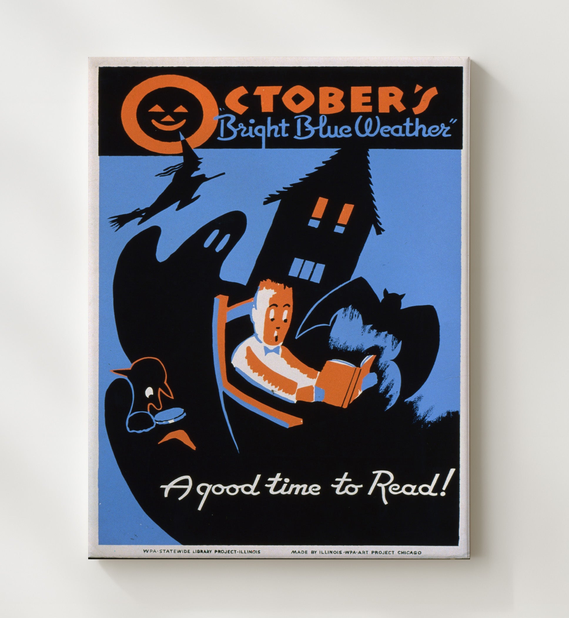 A Good Time to Read - Haunted Pages Vintage WPA Wall Art - 20x24 Canvas