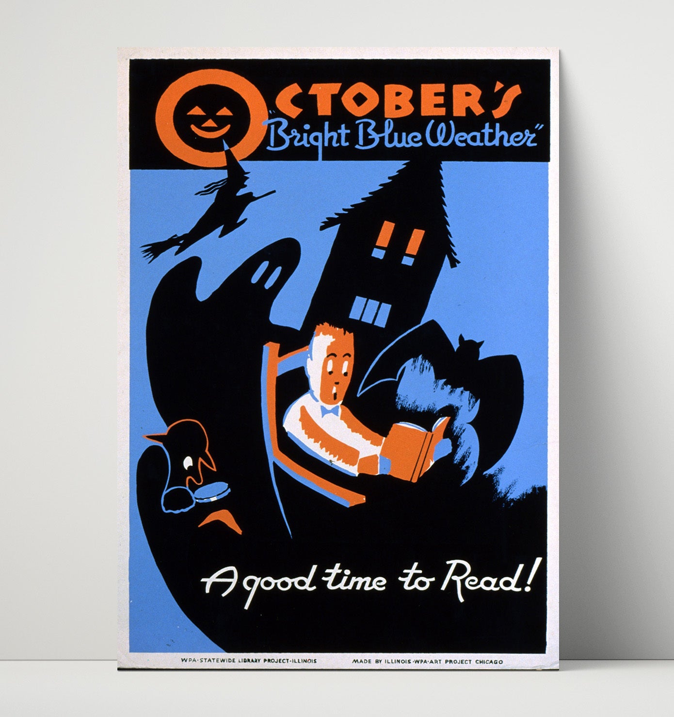 A Good Time to Read - Haunted Pages Vintage WPA Wall Art - 16x20 Unframed Print