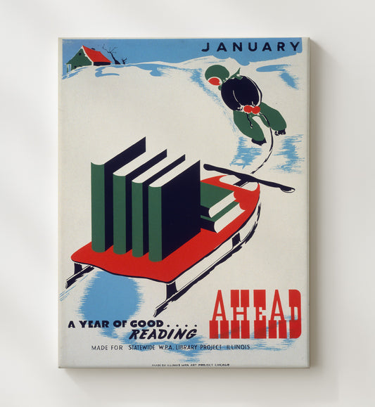 A Good Year of Reading Ahead WPA poster wall art 8x10 Canvas