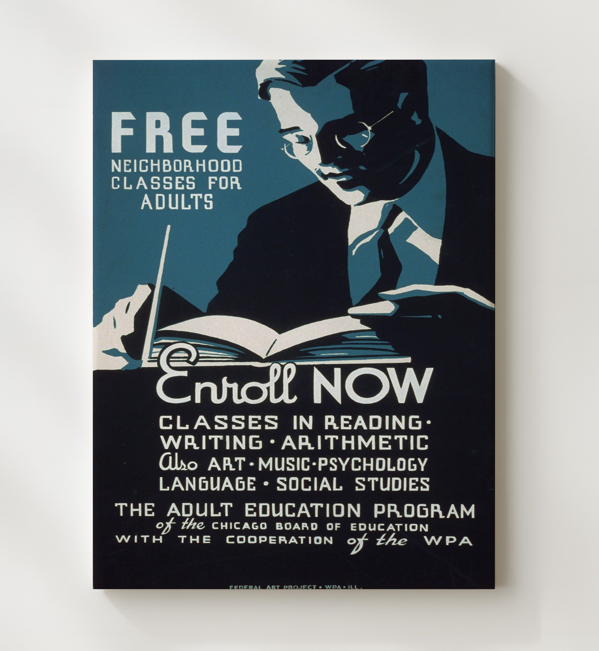 Adult Education - Learn and Earn Vintage WPA Wall Art - 20x24 Canvas