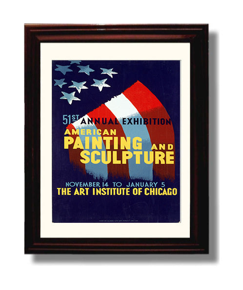 American Painting and Sculpture Vintage WPA Wall Art - 8x10 Beveled Frame