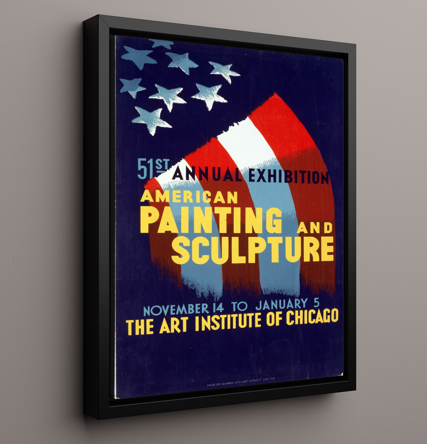 American Painting and Sculpture Vintage WPA Wall Art - 16x20 Framed Canvas