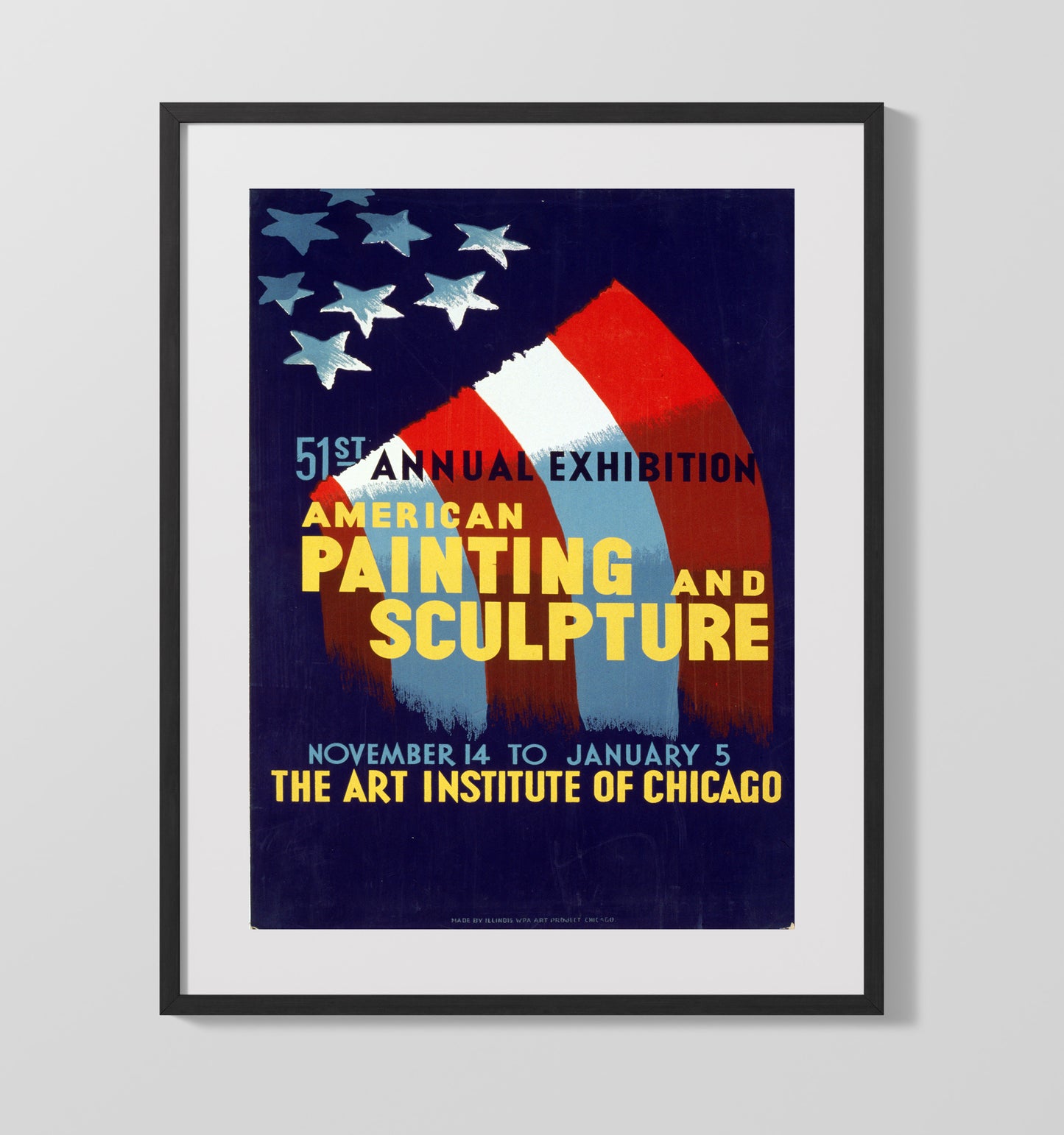 American Painting and Sculpture Vintage WPA Wall Art - 16x20 Gallery Frame