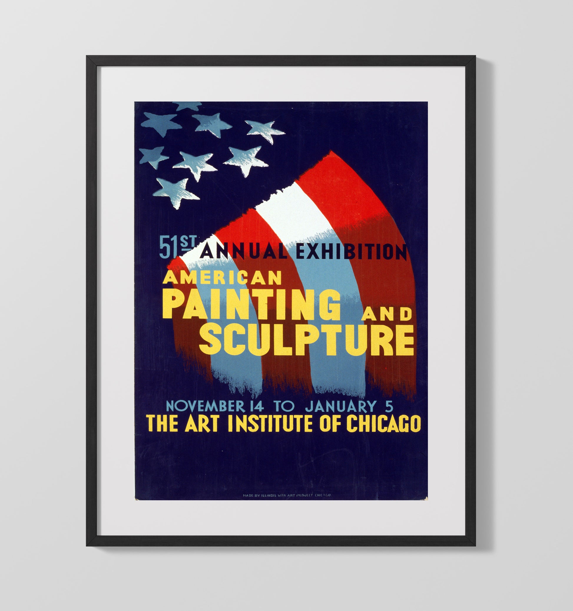 American Painting and Sculpture Vintage WPA Wall Art - 16x20 Gallery Frame