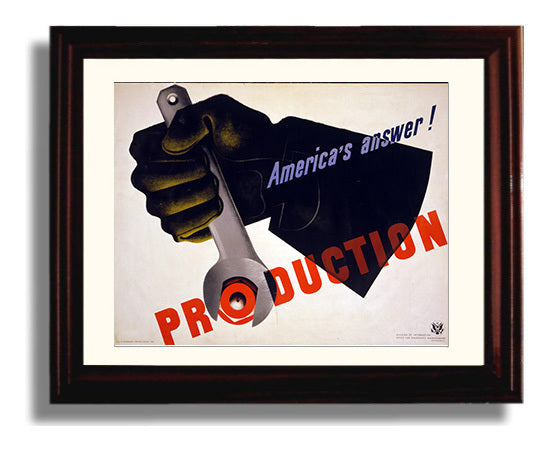 Americas Answer is Production Vintage WPA Wall Art - 8x10 Beveled Frame