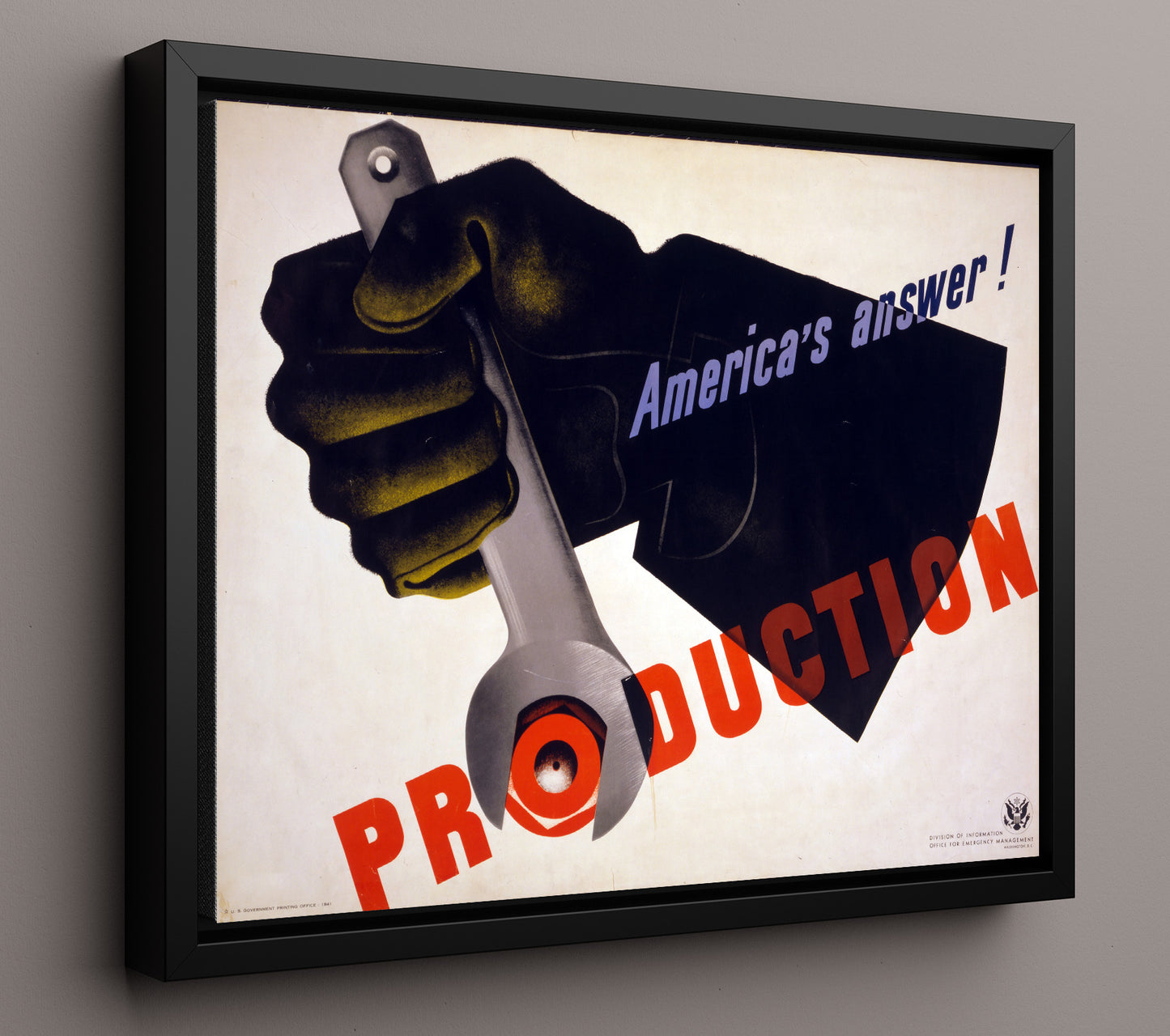 Americas Answer is Production Vintage WPA Wall Art - 16x20 Framed Canvas