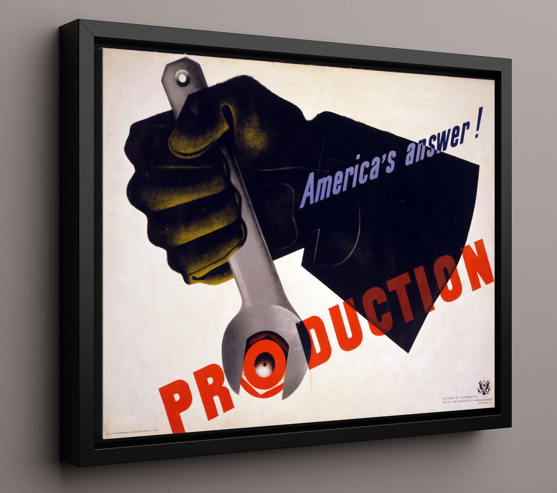 Americas Answer is Production Vintage WPA Wall Art - 16x20 Framed Canvas