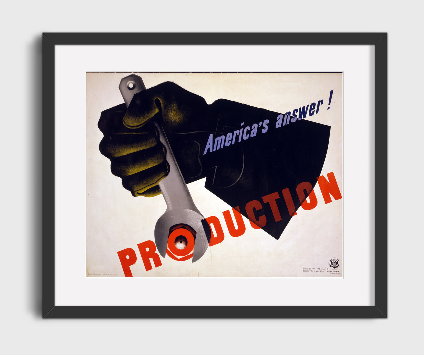 Americas Answer is Production Vintage WPA Wall Art - 16x20 Gallery Frame