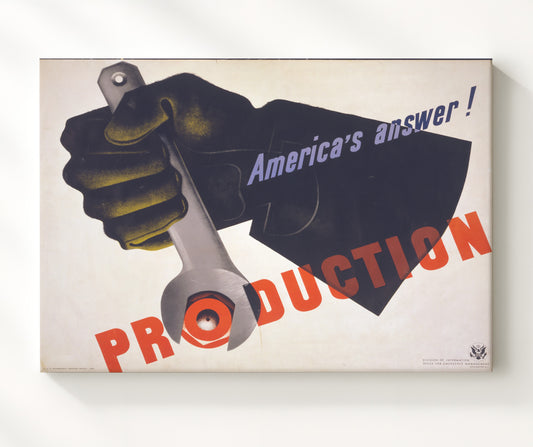 Americas Answer is Production WPA poster wall art 8x10 Canvas