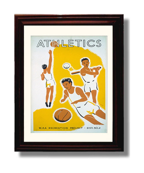 Athletics - Game On Vintage WPA Wall Art - 8x10 Beveled Frame