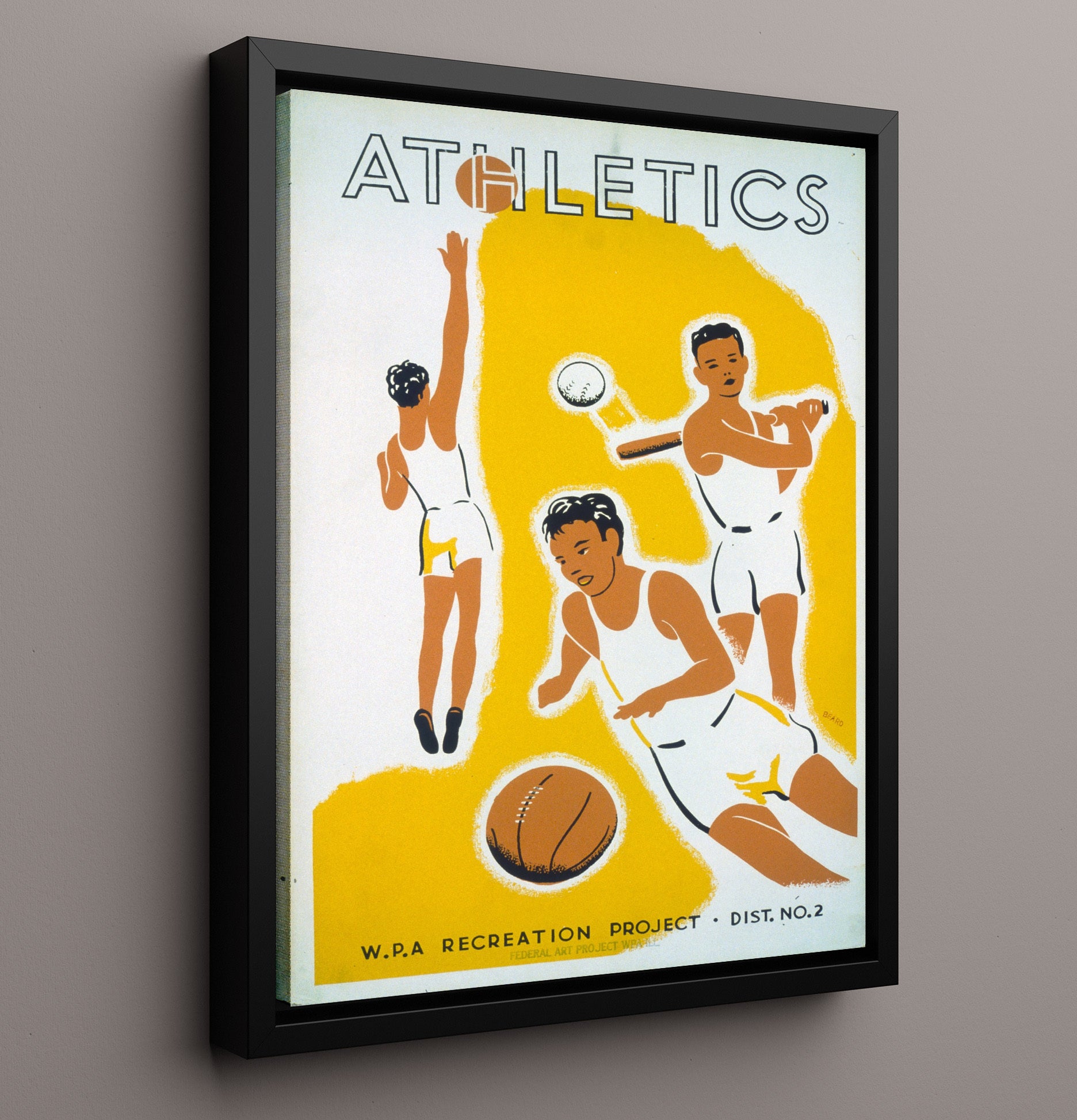 Athletics - Game On Vintage WPA Wall Art - 16x20 Framed Canvas