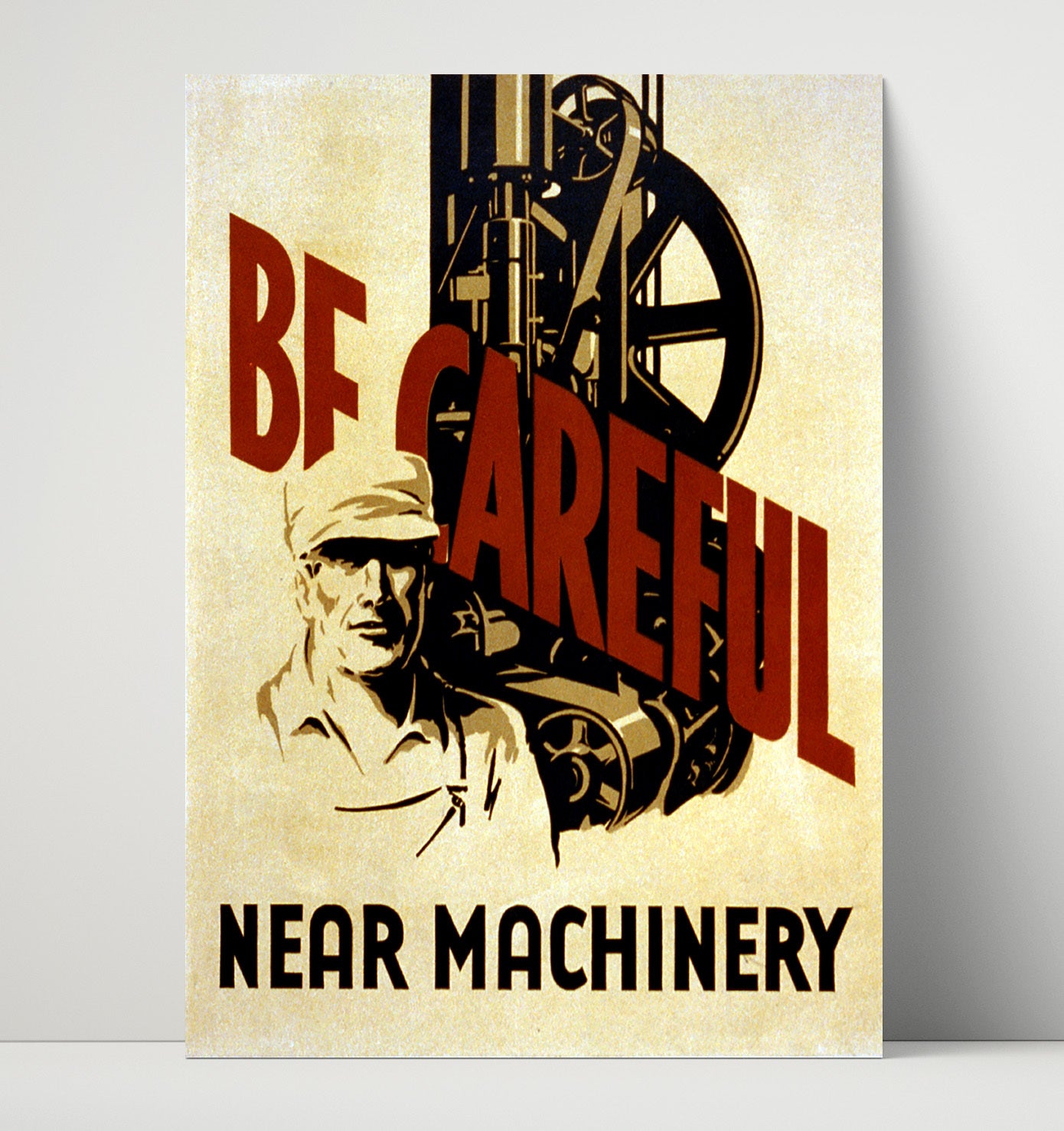 Be Careful Near Machinery Vintage WPA Wall Art - 16x20 Unframed Print