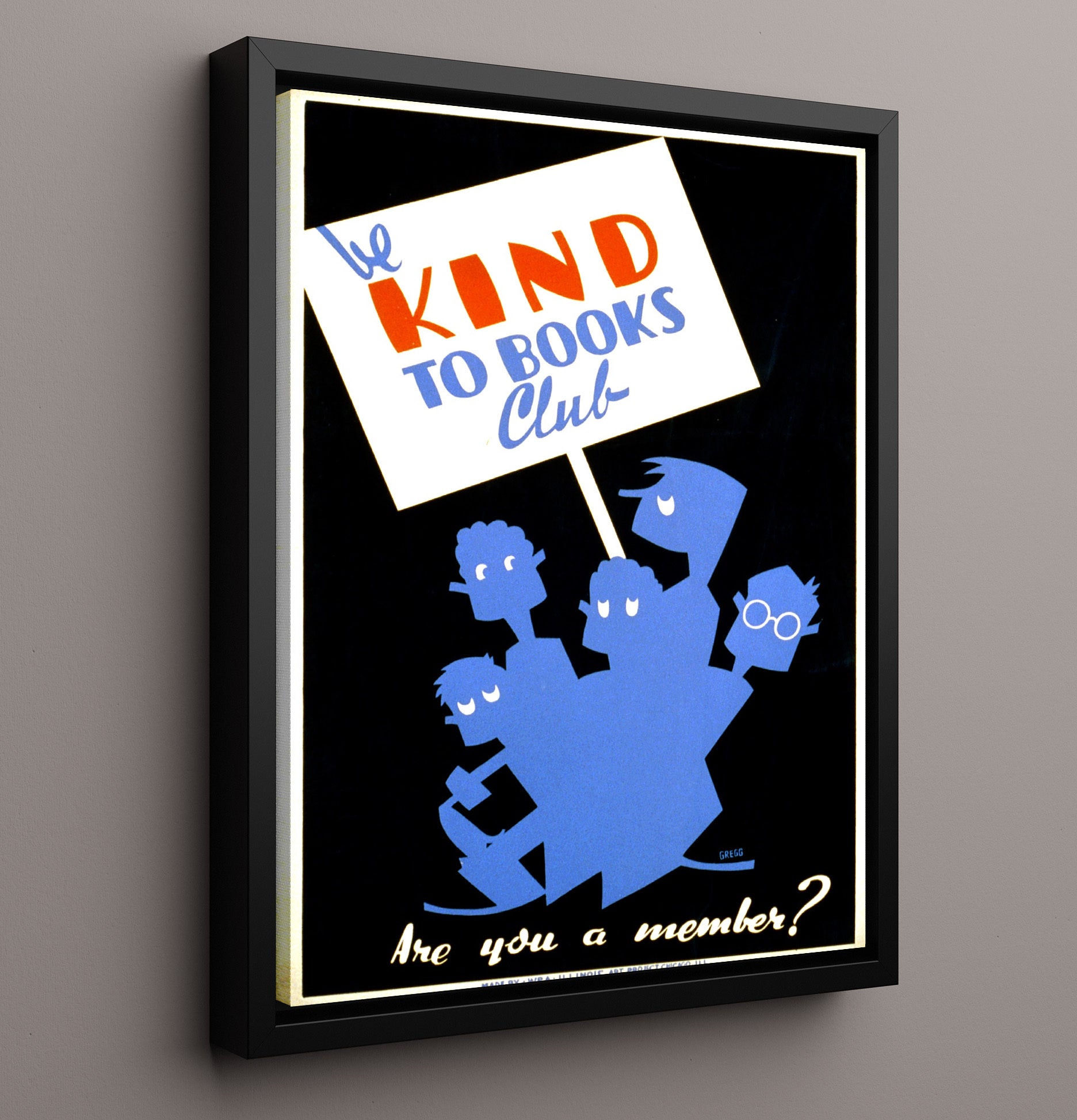 Be Kind to Books - Page Protectors Vintage WPA Wall Art - 16x20 Framed Canvas