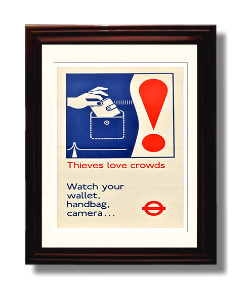 Beware Pickpockets - Light Fingers Vintage WPA Wall Art - 8x10 Beveled Frame