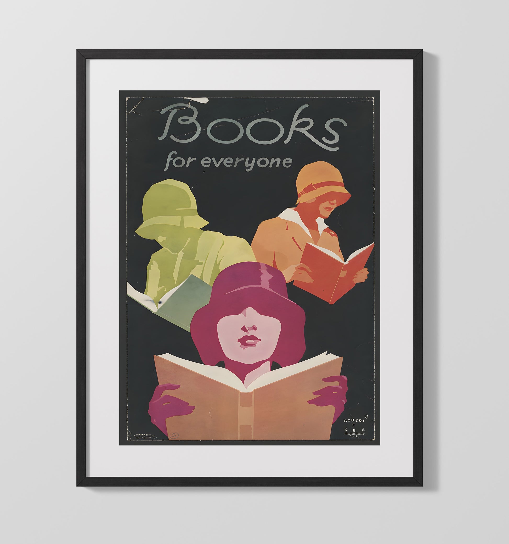 Books for All - Read On Vintage WPA Wall Art - 16x20 Gallery Frame