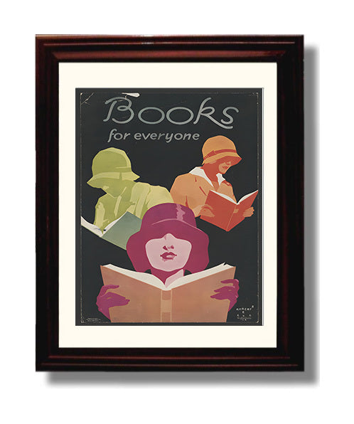 Books for All - Read On Vintage WPA Wall Art - 8x10 Beveled Frame