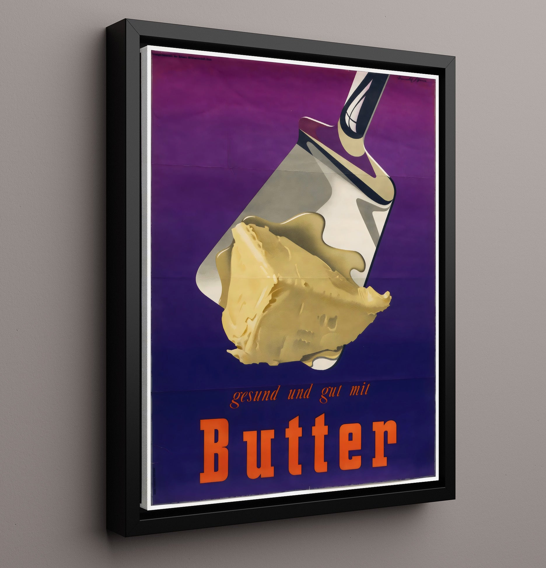 Butter Ad - Spread Joy Vintage WPA Wall Art - 16x20 Framed Canvas