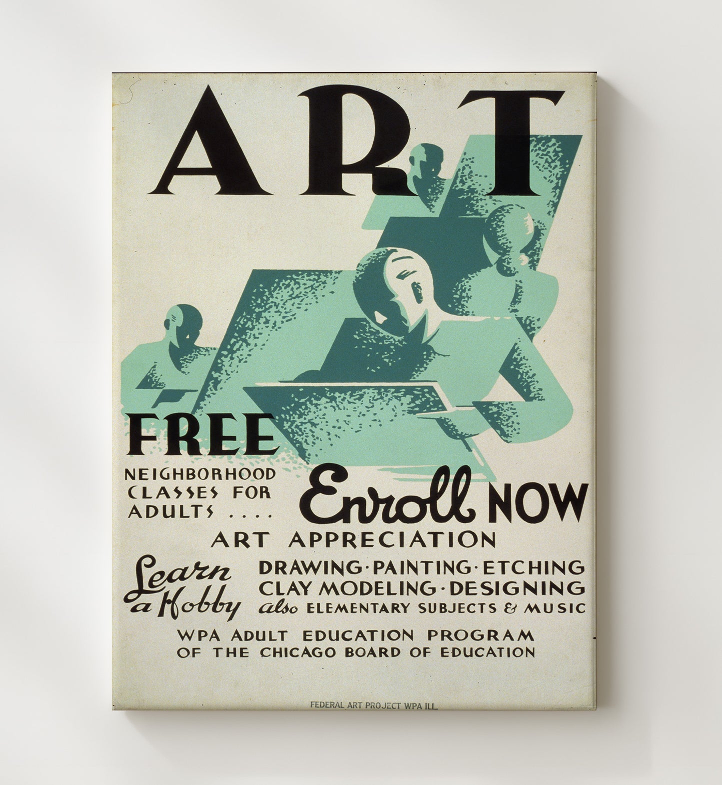 Chicago ARt Classes Vintage WPA Wall Art - 20x24 Canvas