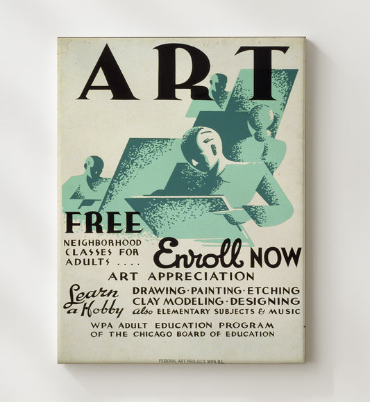 Chicago ARt Classes WPA poster wall art 8x10 Canvas