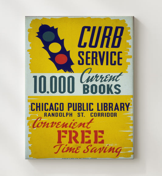 Curb Service Chicago Library WPA poster wall art 8x10 Canvas