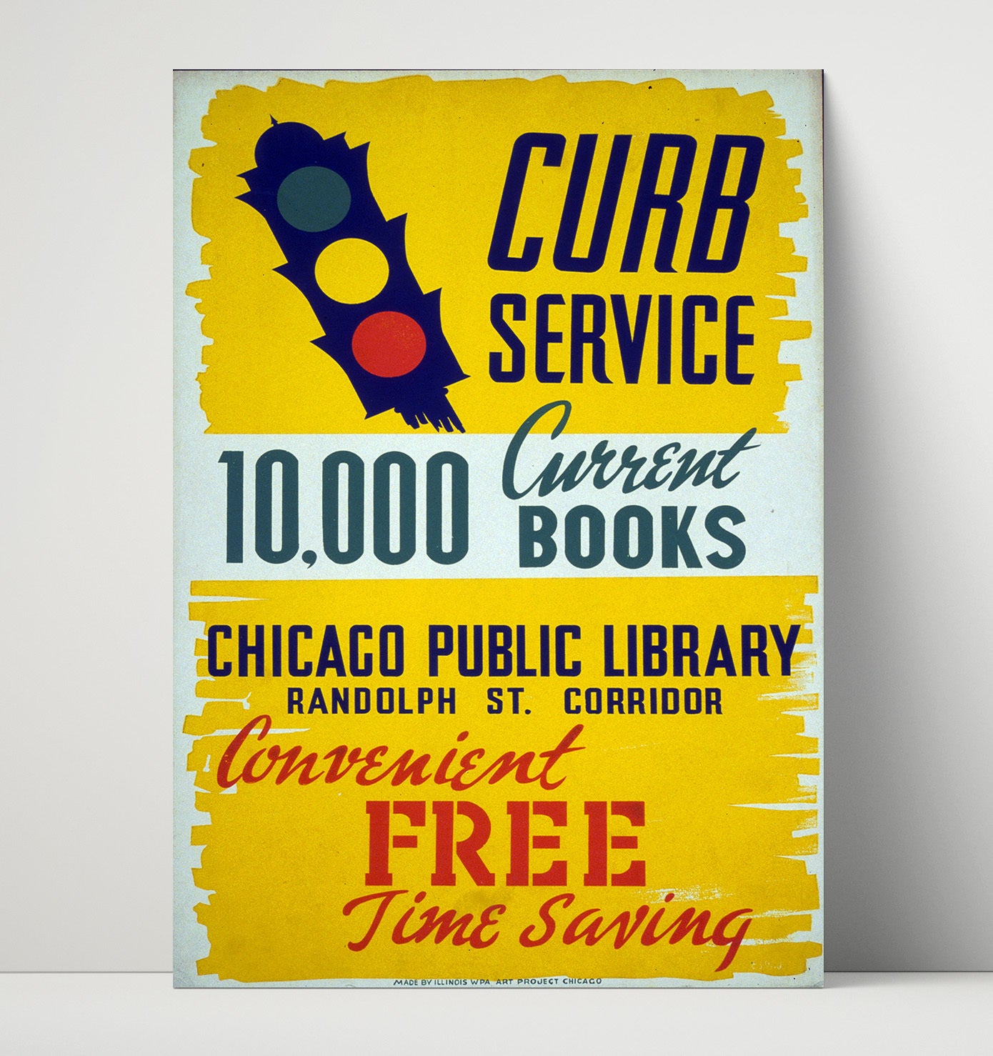 Curb Service Chicago Library Vintage WPA Wall Art - 16x20 Unframed Print