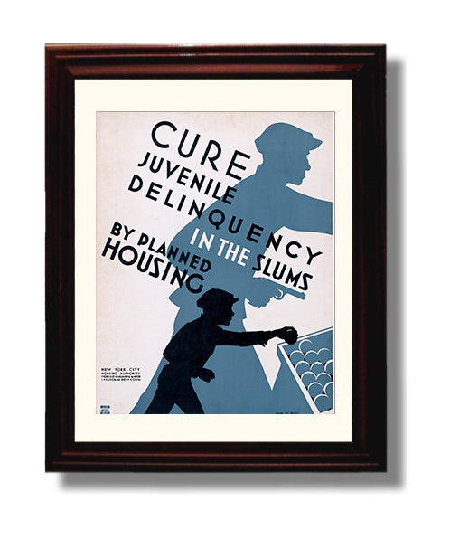 Cure Juvenile Delinquency in the Slums Vintage WPA Wall Art - 8x10 Beveled Frame