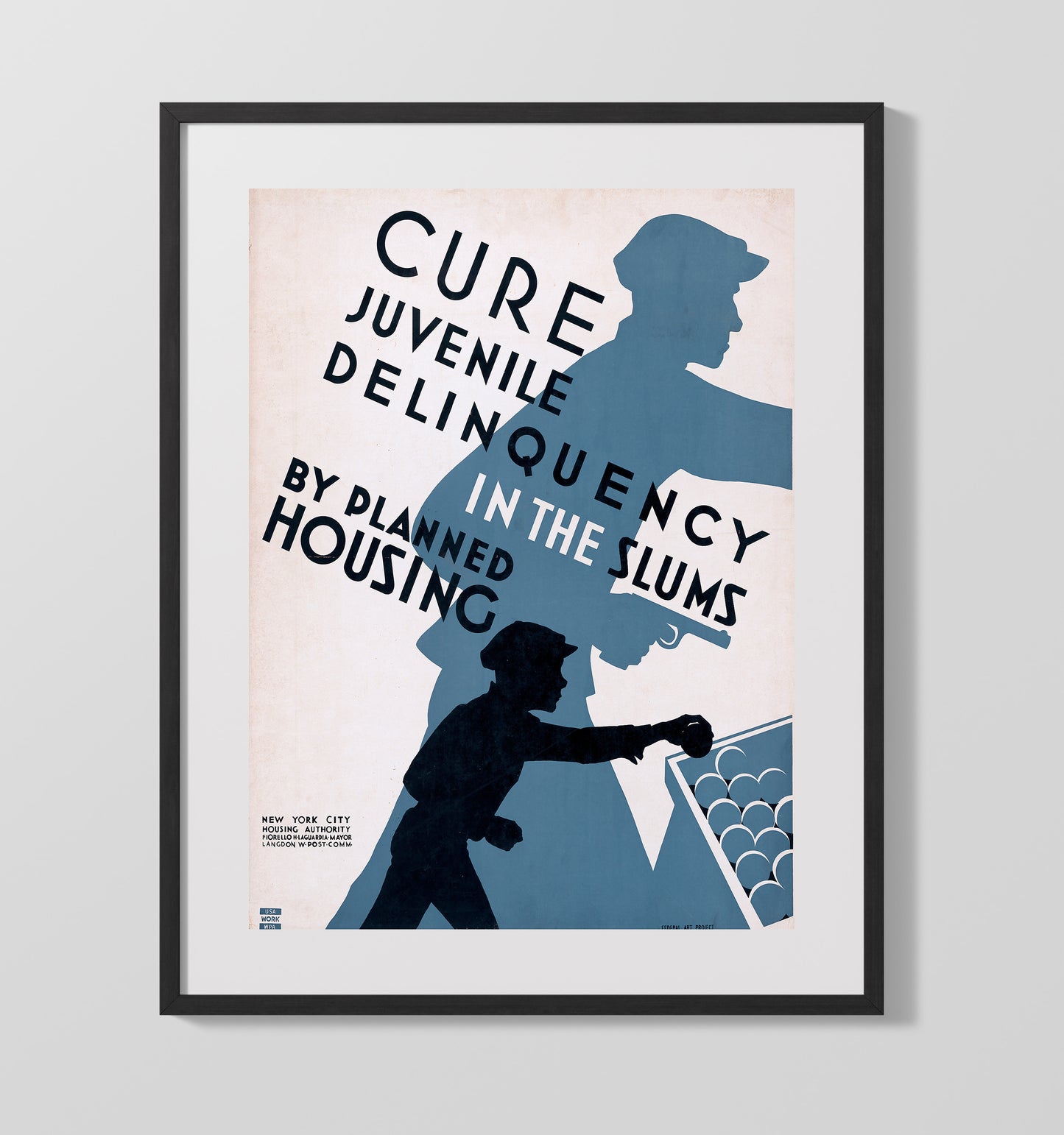 Cure Juvenile Delinquency in the Slums Vintage WPA Wall Art - 16x20 Gallery Frame