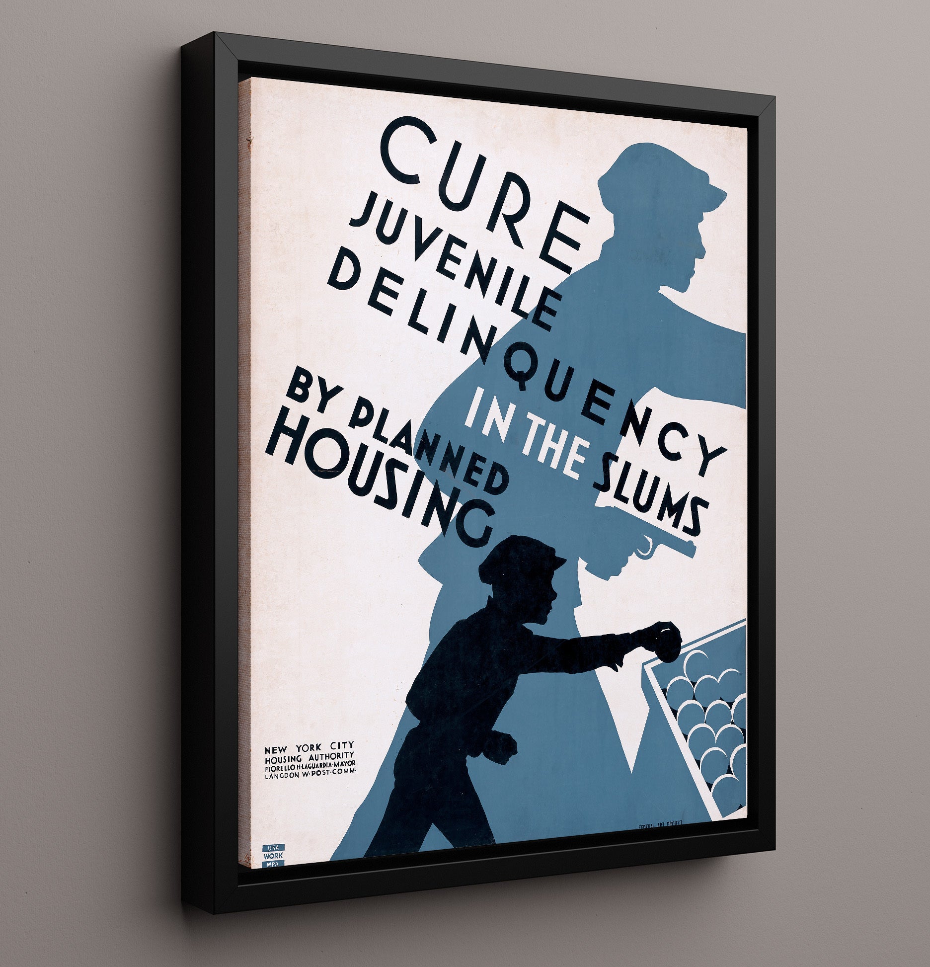 Cure Juvenile Delinquency in the Slums Vintage WPA Wall Art - 16x20 Framed Canvas