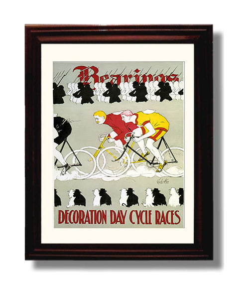 Cycle Races - Pedal Power Parade Vintage WPA Wall Art - 8x10 Beveled Frame