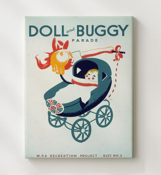 Doll and Buggy Parade - Tiny Riders Big Style WPA poster wall art 8x10 Canvas