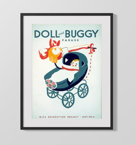 Doll and Buggy Parade - Tiny Riders Big Style - WPA - 16x20 Gallery Frame