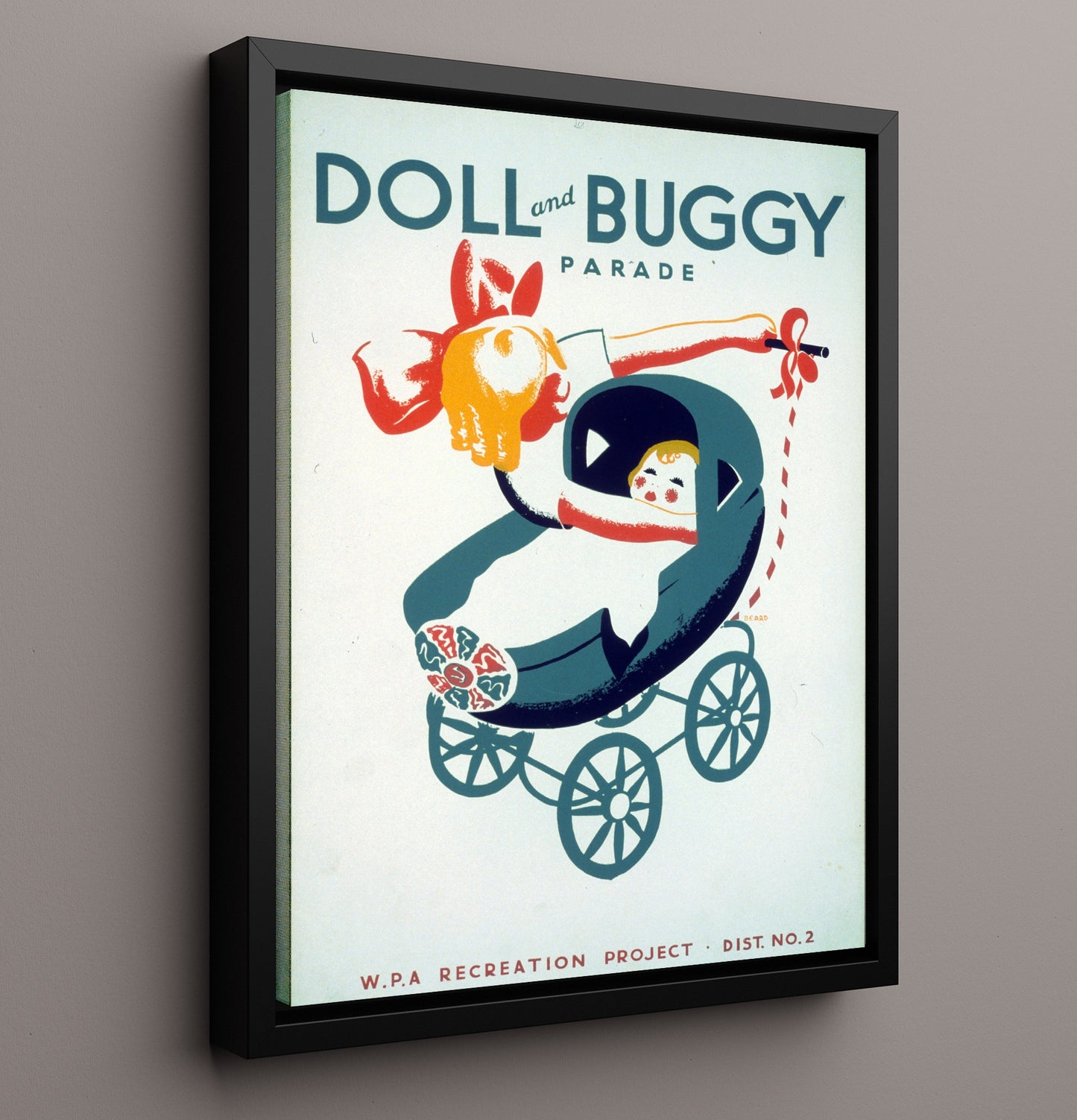 Doll and Buggy Parade - Tiny Riders Big Style Vintage WPA Wall Art - 16x20 Framed Canvas