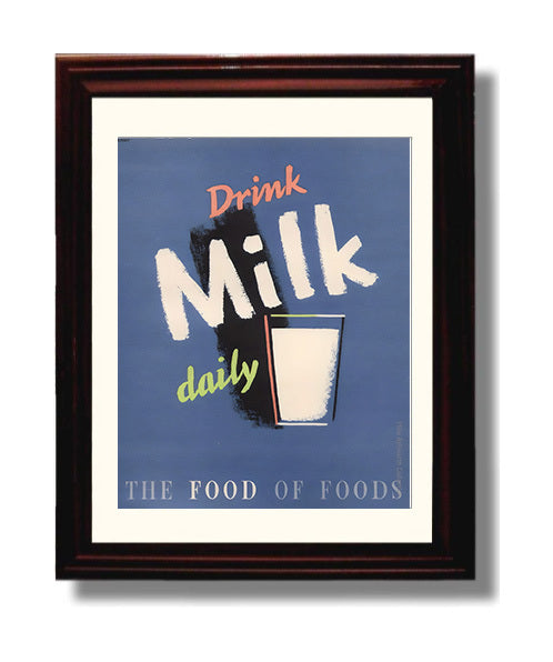 Drink Milk - Moo Power Vintage WPA Wall Art - 8x10 Beveled Frame