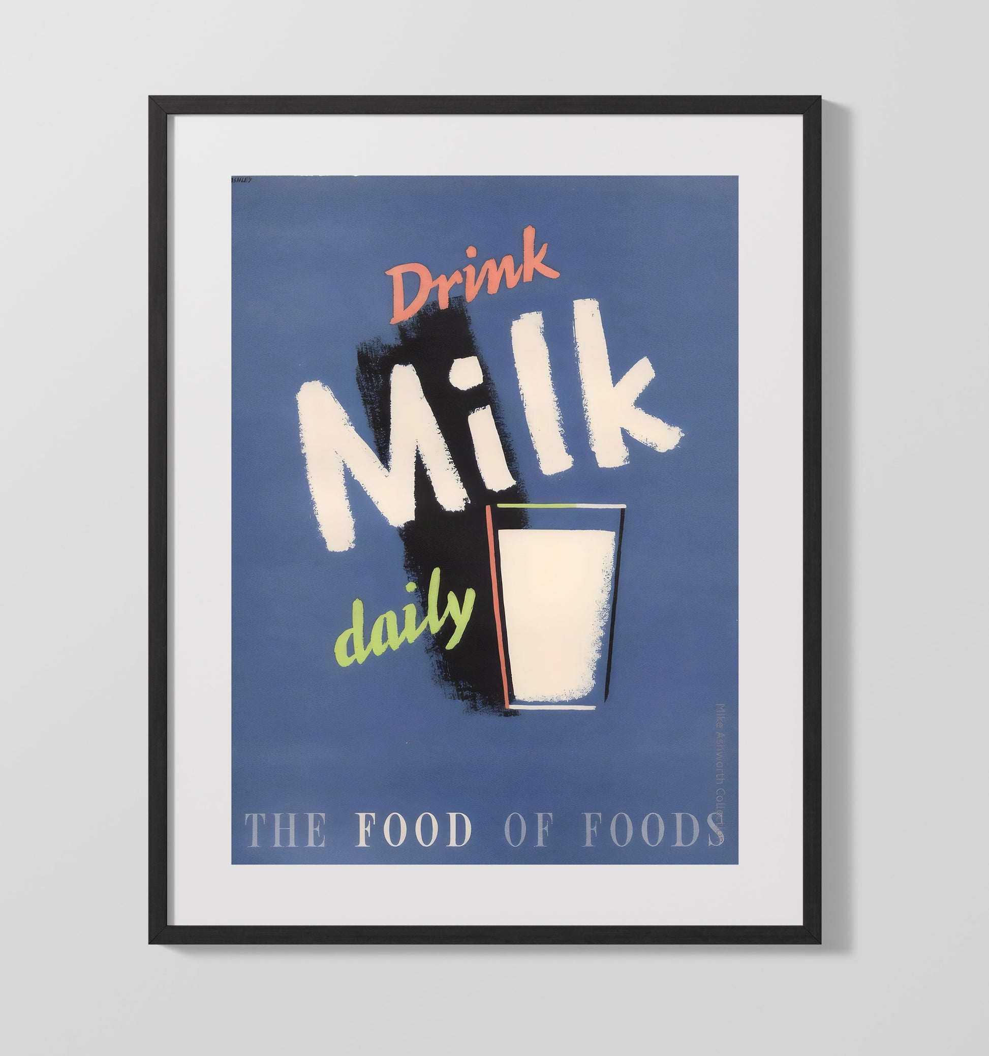 Drink Milk - Moo Power Vintage WPA Wall Art - 16x20 Gallery Frame