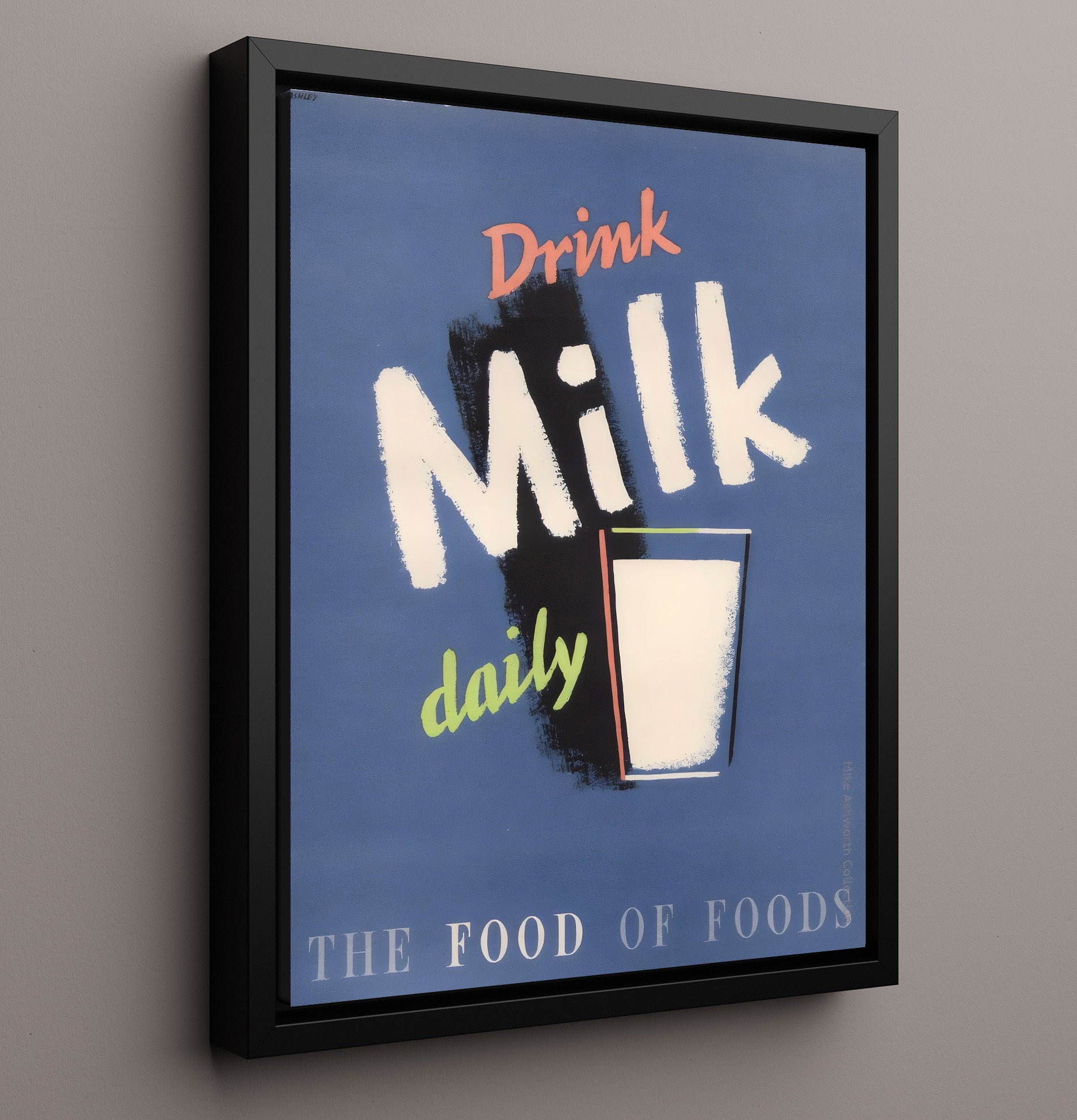 Drink Milk - Moo Power Vintage WPA Wall Art - 16x20 Framed Canvas