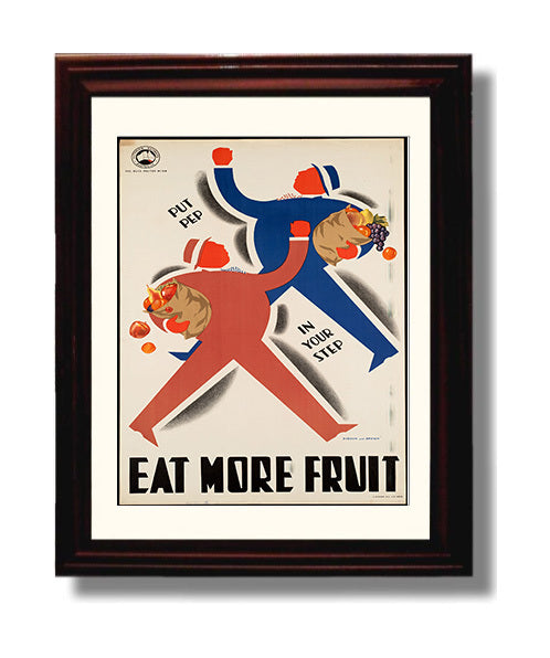 Eat More Fruit - Juicy Boost Vintage WPA Wall Art - 8x10 Beveled Frame