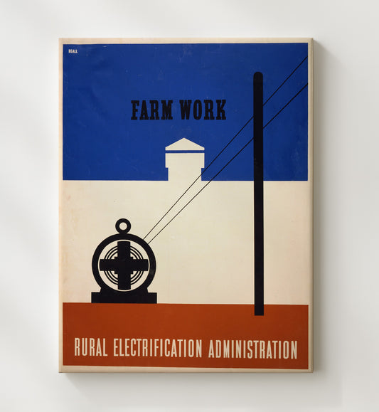Farm Work - Wired for Fields WPA poster wall art 8x10 Canvas