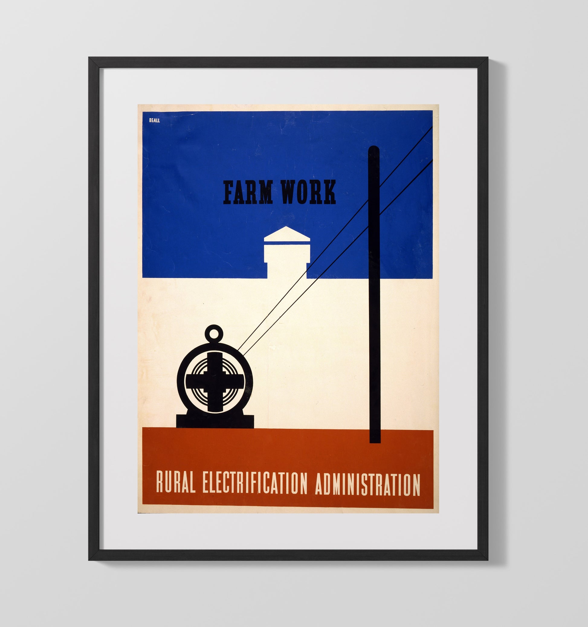 Farm Work - Wired for Fields Vintage WPA Wall Art - 16x20 Gallery Frame