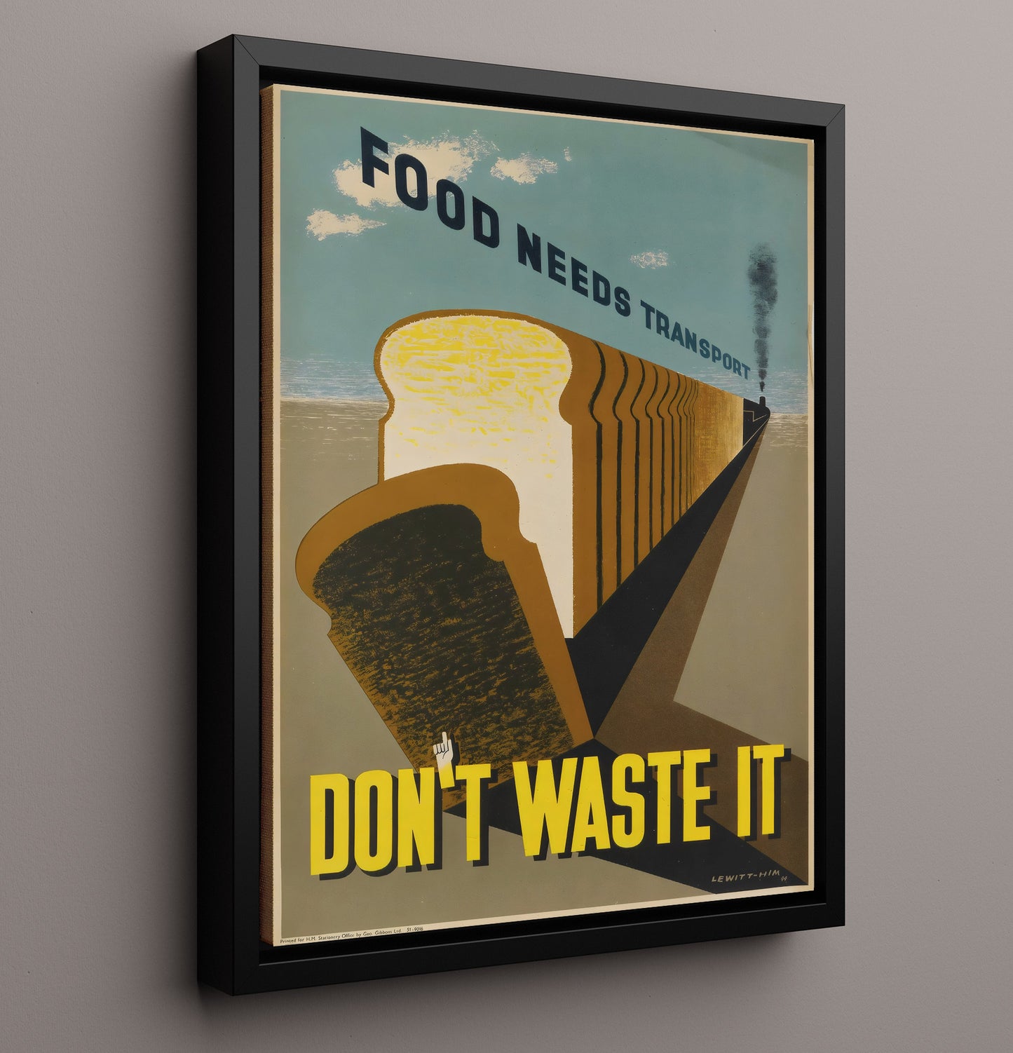 Food Needs Transport - Loaf on Track Vintage WPA Wall Art - 16x20 Framed Canvas