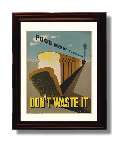 Food Needs Transport - Loaf on Track Vintage WPA Wall Art - 8x10 Beveled Frame