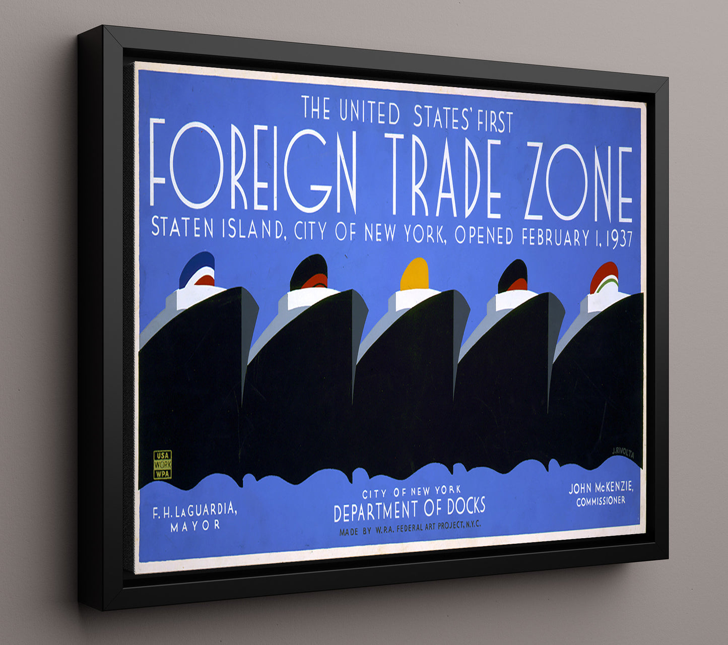 Foreign Trade Zone Vintage WPA Wall Art - 16x20 Framed Canvas