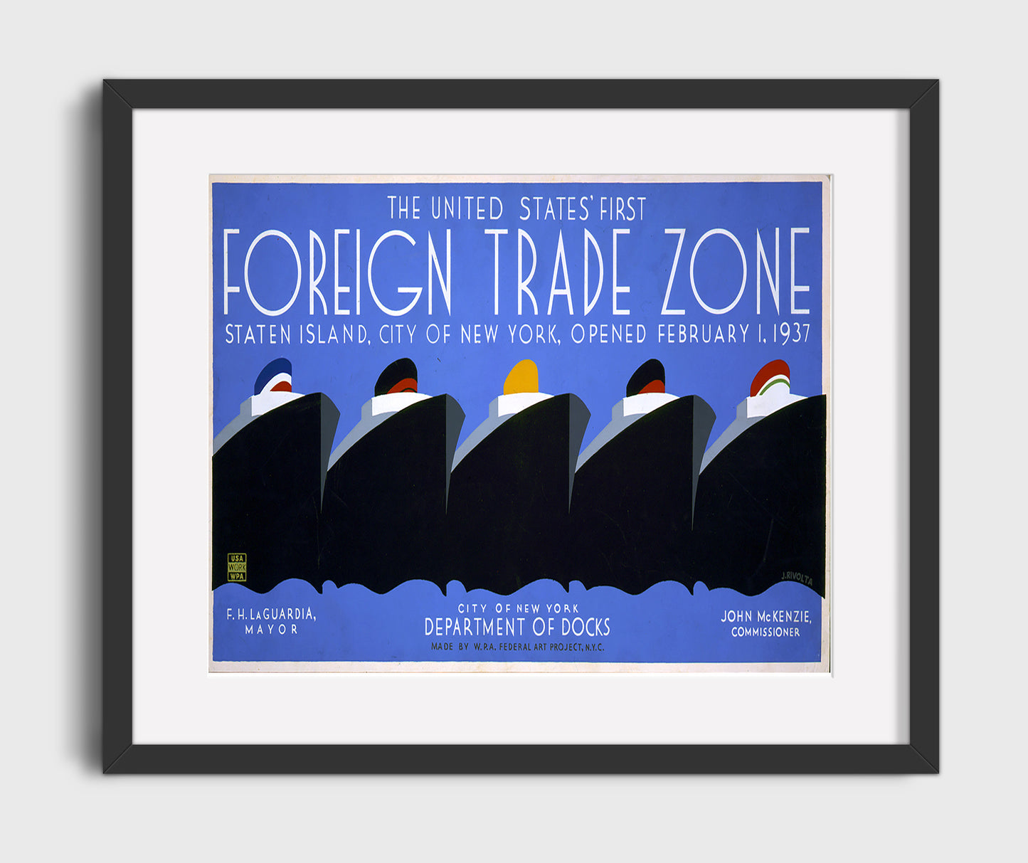 Foreign Trade Zone Vintage WPA Wall Art - 16x20 Gallery Frame