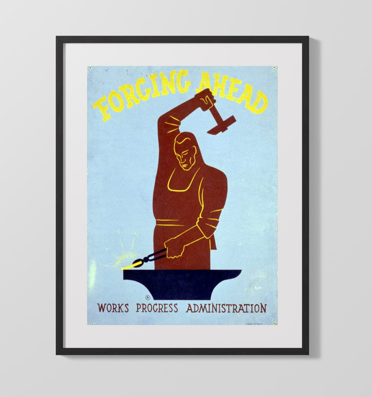 Forging Ahead - Hammer Time Vintage WPA Wall Art - 16x20 Gallery Frame