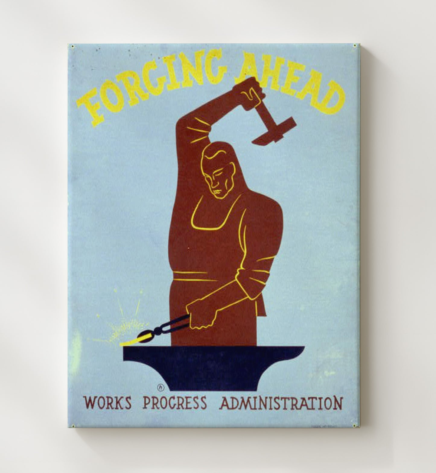 Forging Ahead - Hammer Time Vintage WPA Wall Art - 20x24 Canvas