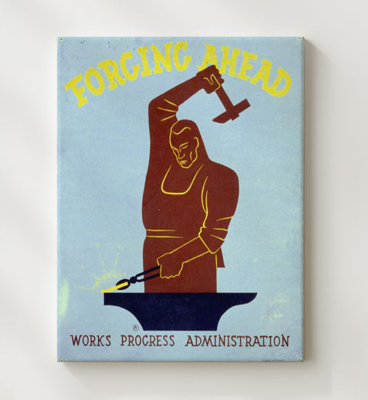 Forging Ahead - Hammer Time WPA poster wall art 8x10 Canvas