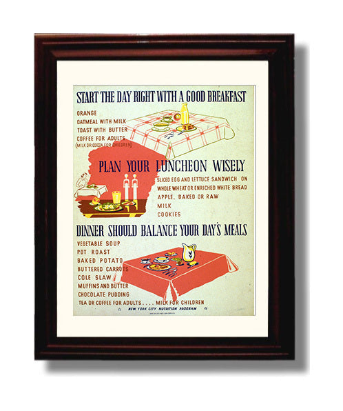 Good Meals Vintage WPA Wall Art - 8x10 Beveled Frame