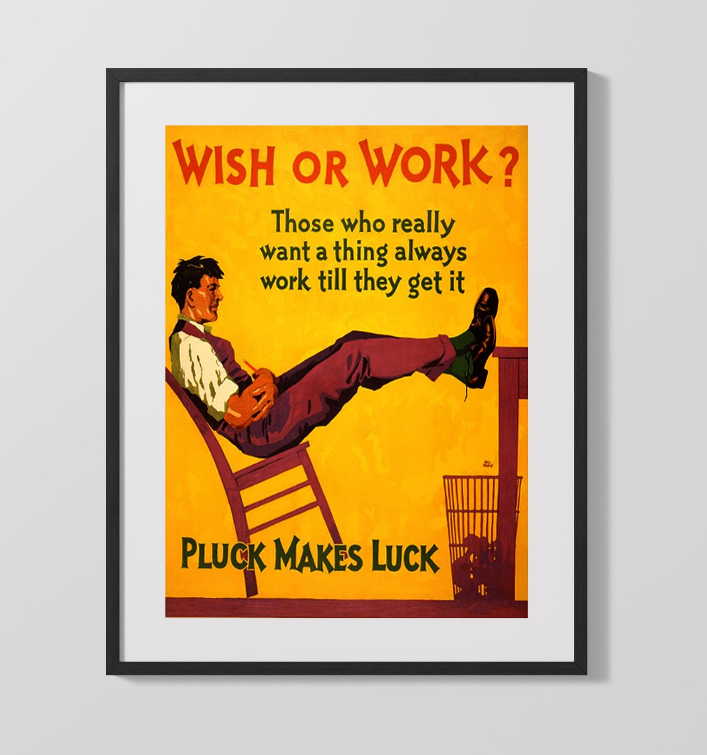 Hard Work and Motivation Pluck Makes Luck Vintage WPA Wall Art - 16x20 Gallery Frame