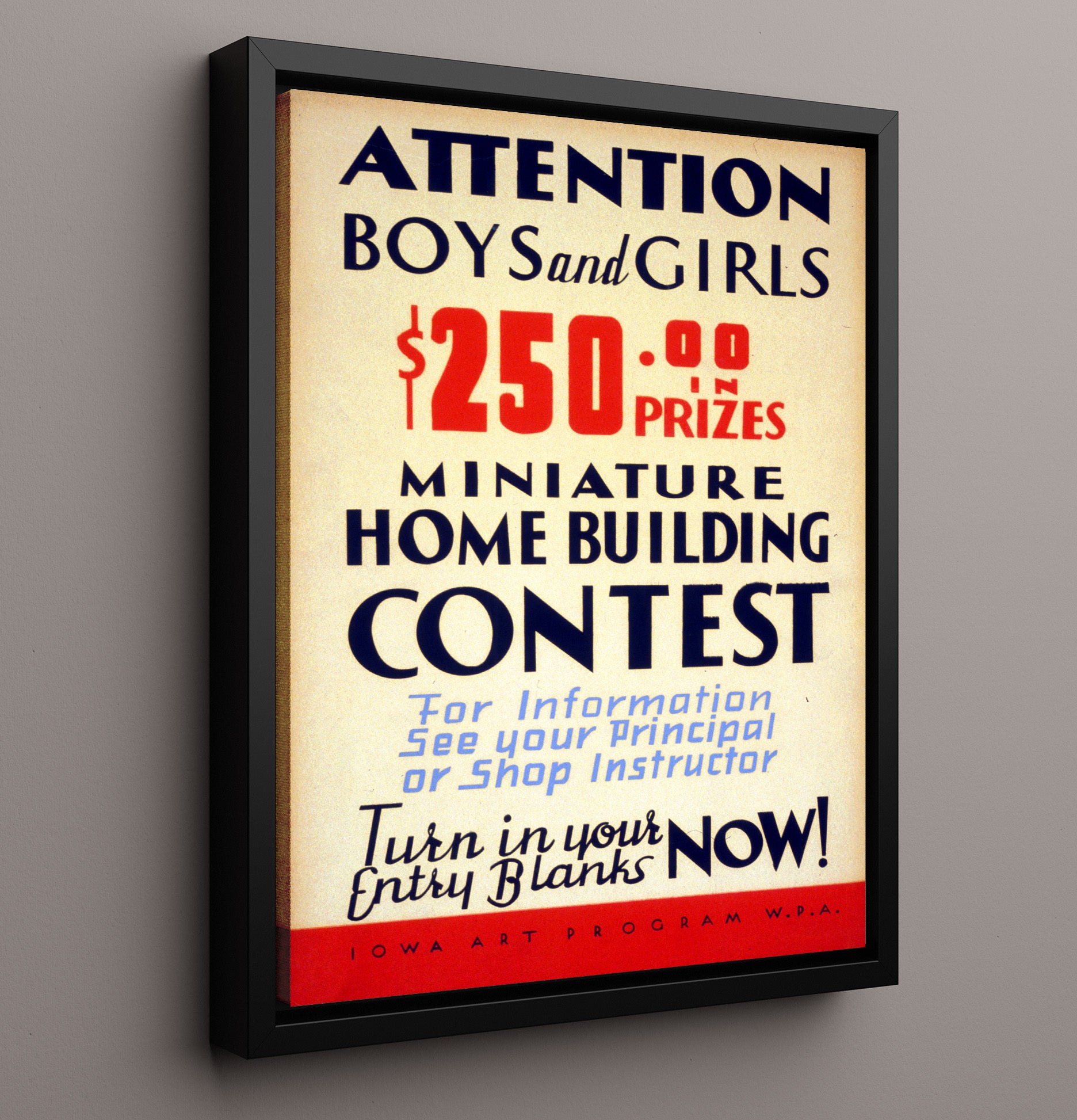 Home Building Contest - Tiny homes big prizes Vintage WPA Wall Art - 16x20 Framed Canvas