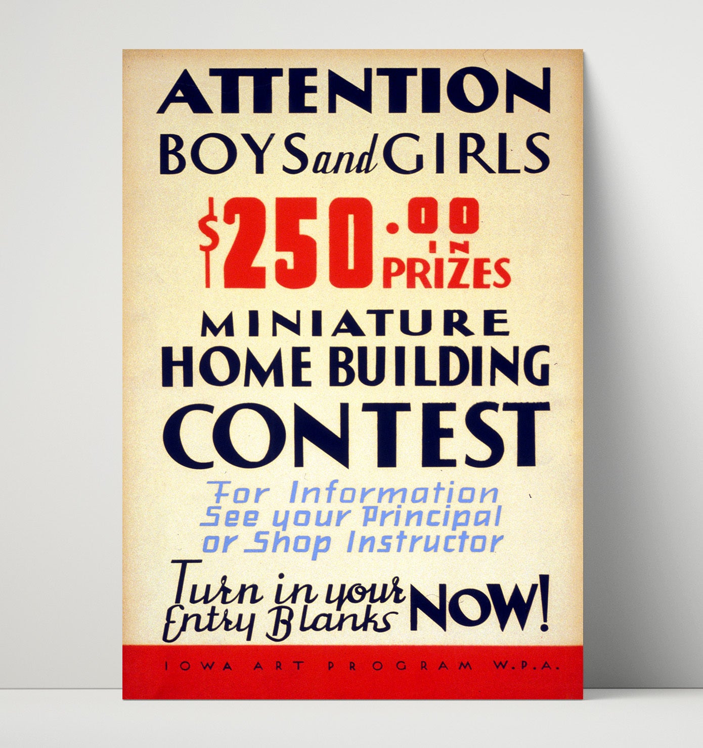 Home Building Contest - Tiny homes big prizes Vintage WPA Wall Art - 16x20 Unframed Print