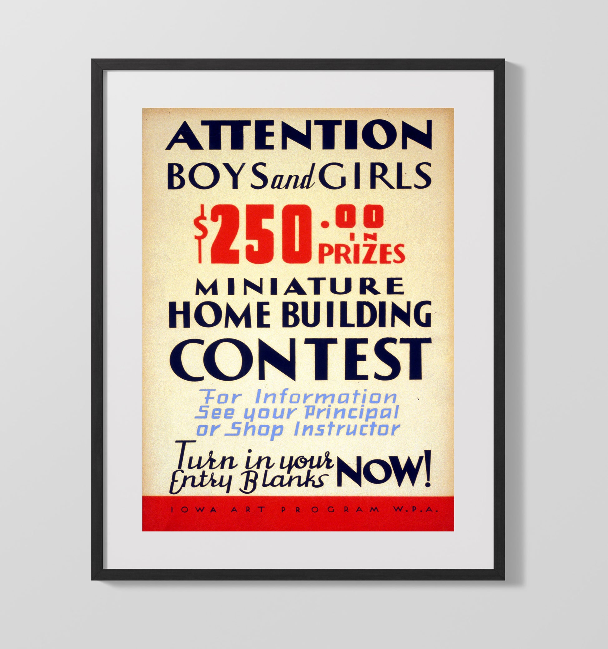 Home Building Contest - Tiny homes big prizes Vintage WPA Wall Art - 16x20 Gallery Frame